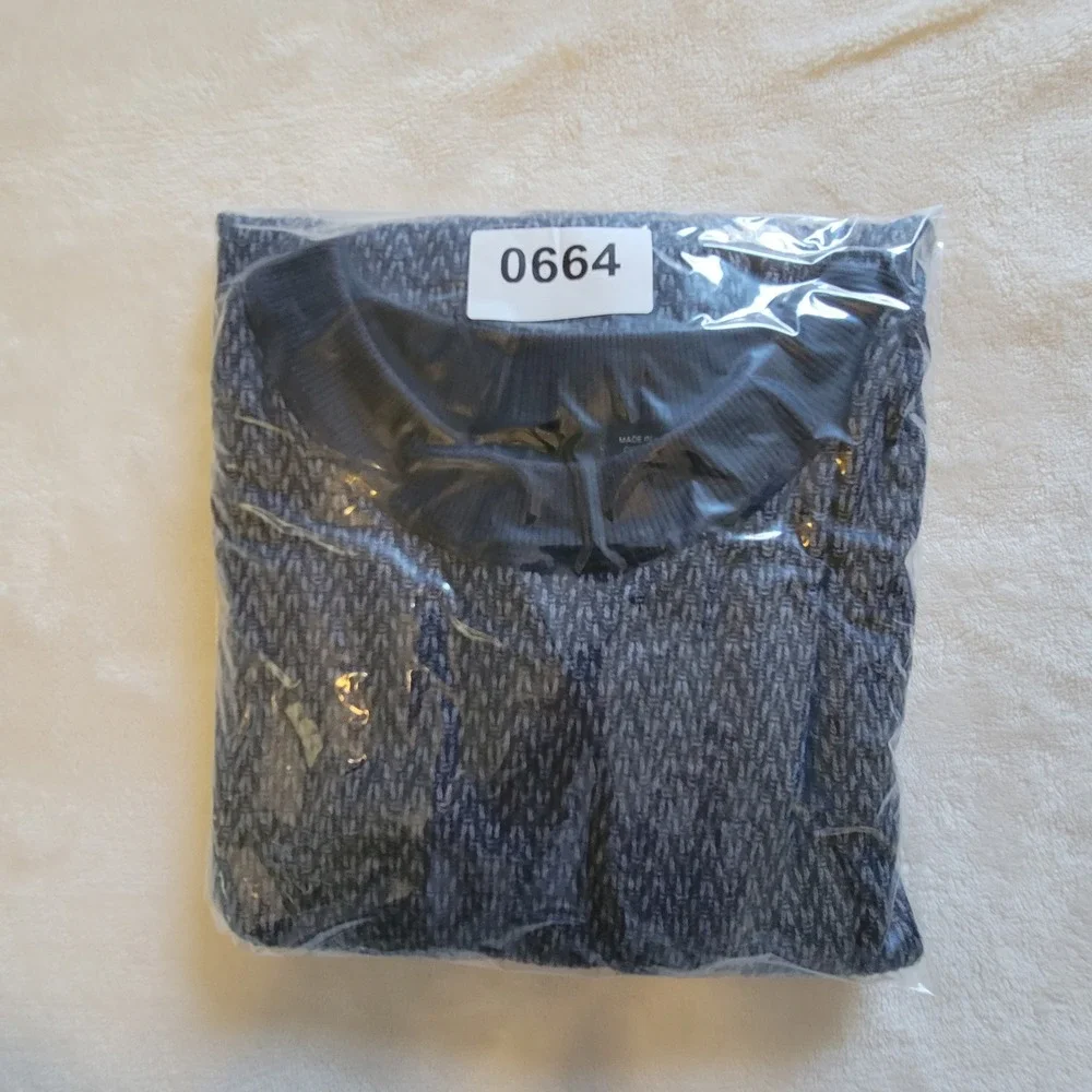 Hugo Boss Kanadrin Sweater Mens XXL Grey Blue Micro Pattern Crew Neck Wool Blend